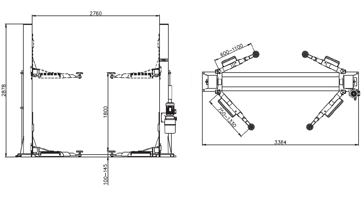 KraftWell KRW240EB Подъемник г/п 4 т. электростопора, пульт с розеткой