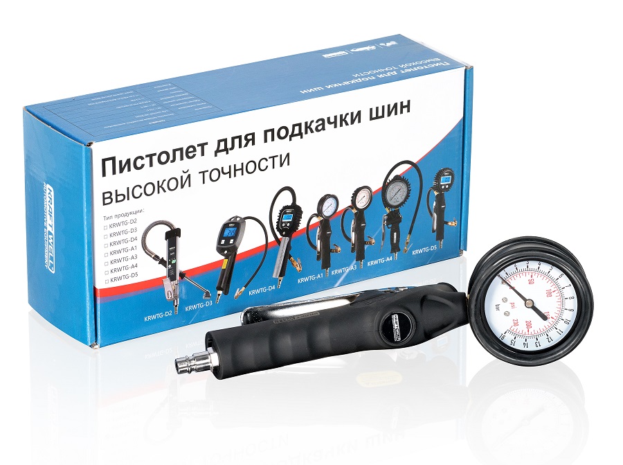 KraftWell KRWTG-A1 Пистолет с аналоговым манометром 16 бар