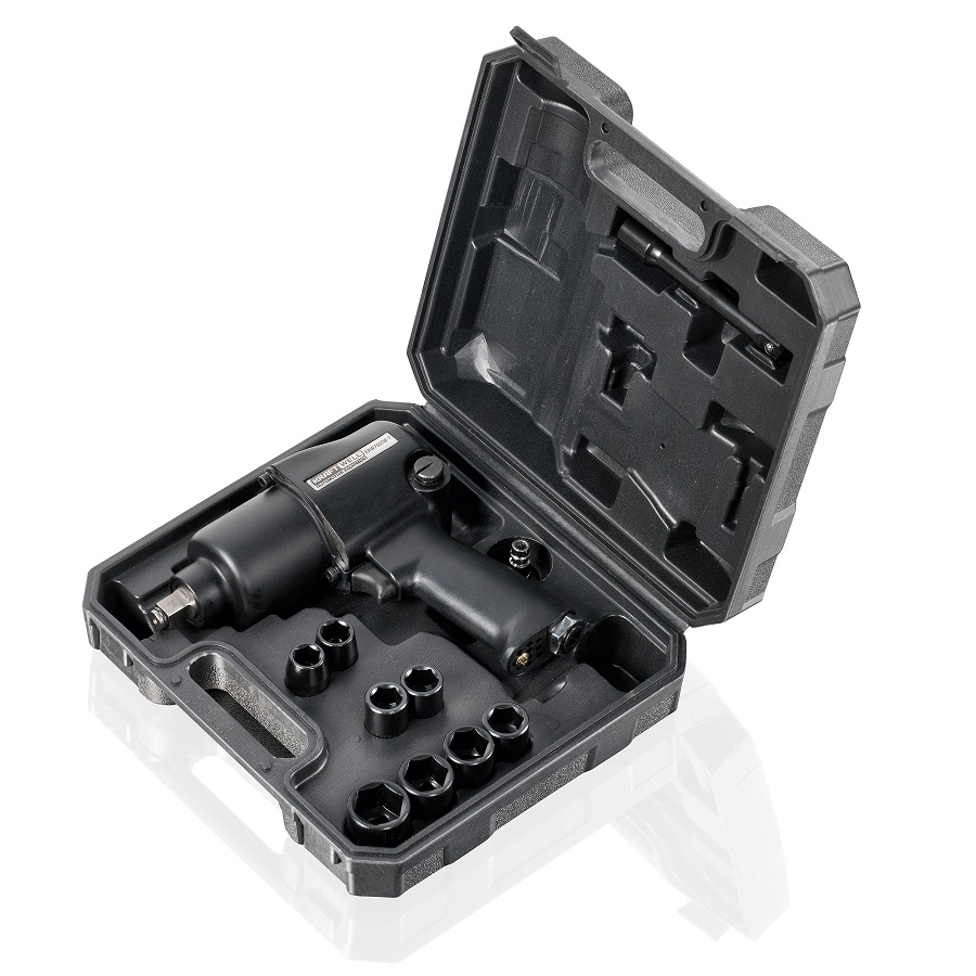 KraftWell KRW750IW-T Гайковерт пневматический 1/2", 780 Нм с комплектом ударных головок