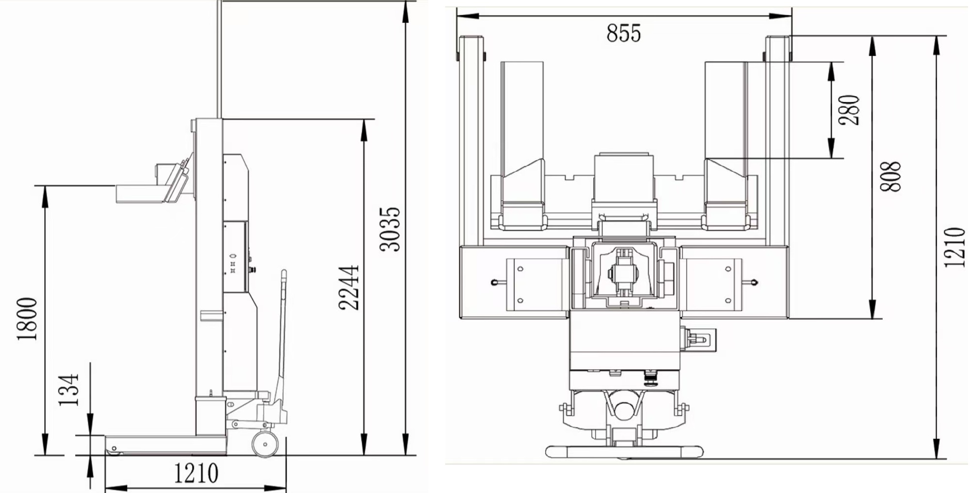 KraftWell COMBI2.5 Колонны подкатные г/п 4х2,5 т. электрогидравлические беспроводные