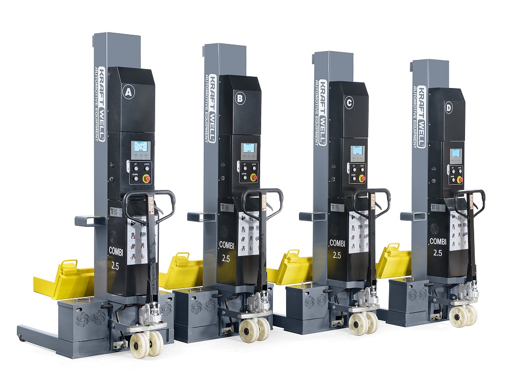 KraftWell COMBI2.5 Колонны подкатные г/п 4х2,5 т. электрогидравлические беспроводные