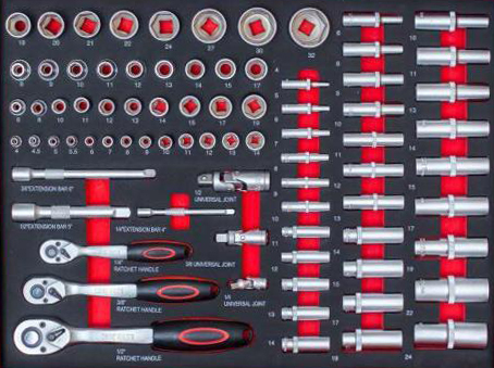 KraftWell KRW-TTG+SET157 Тележка профессиональная с 5 ящиками+ПОДАРОК инструмент 157 предметов