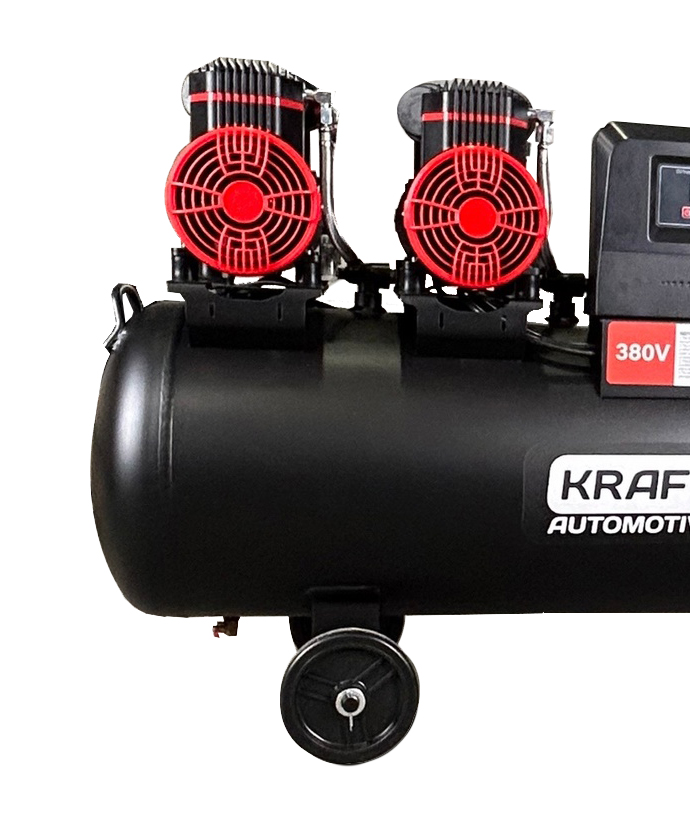 KraftWell KRW-AC1000-120L Компрессор поршневой безмасляный 1000 л/мин, 10 бар, 120 л, 380В