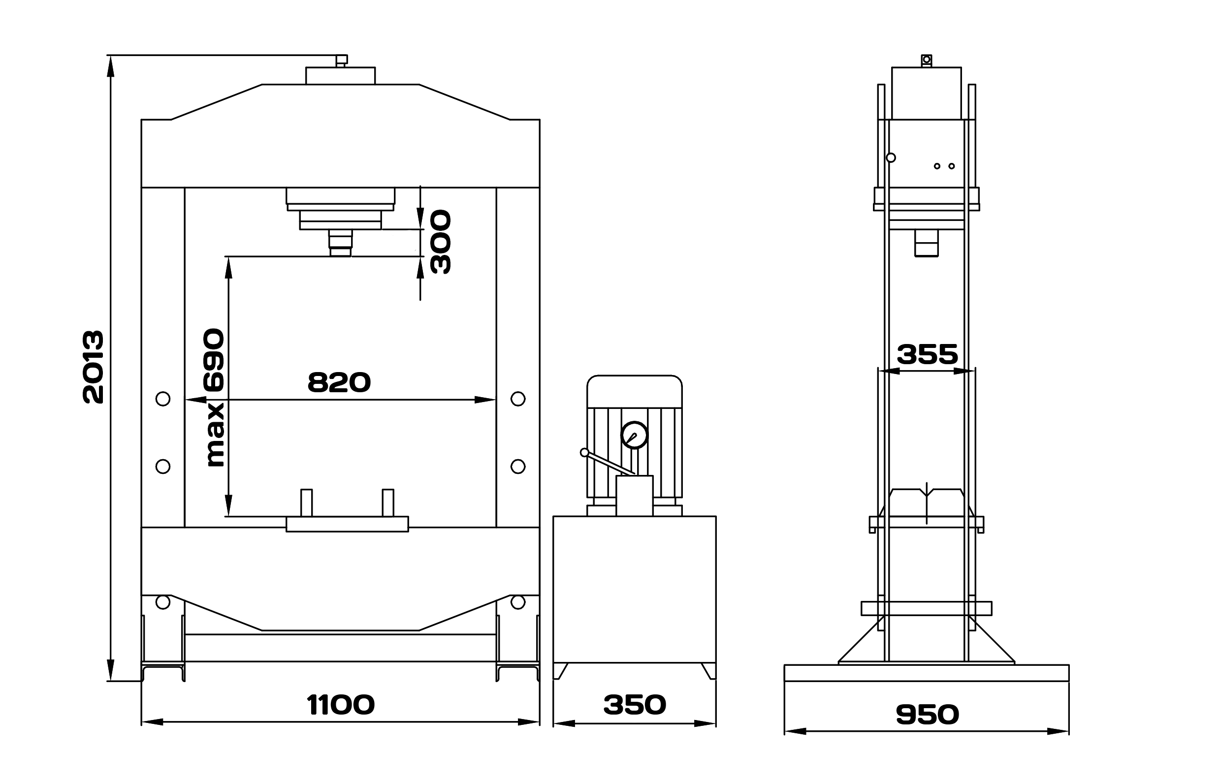 KraftWell KRWPR100E Пресс 100 т. сварная рама c электроприводом