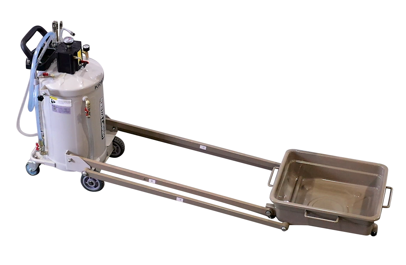 KraftWell KRW1835 Установка для слива и откачки масла/антифриза с пантографной ванной, 140 л