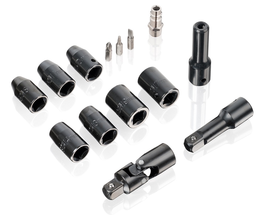 KraftWell KRW12RW-T Пневматическая трещотка 1/2",  с набором головок в кейсе