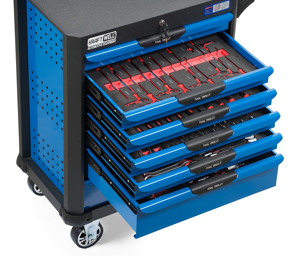 KraftWell KRW-TTB+SET277 Тележка профессиональная с 7 ящиками+ПОДАРОК инструмент 277 предметов