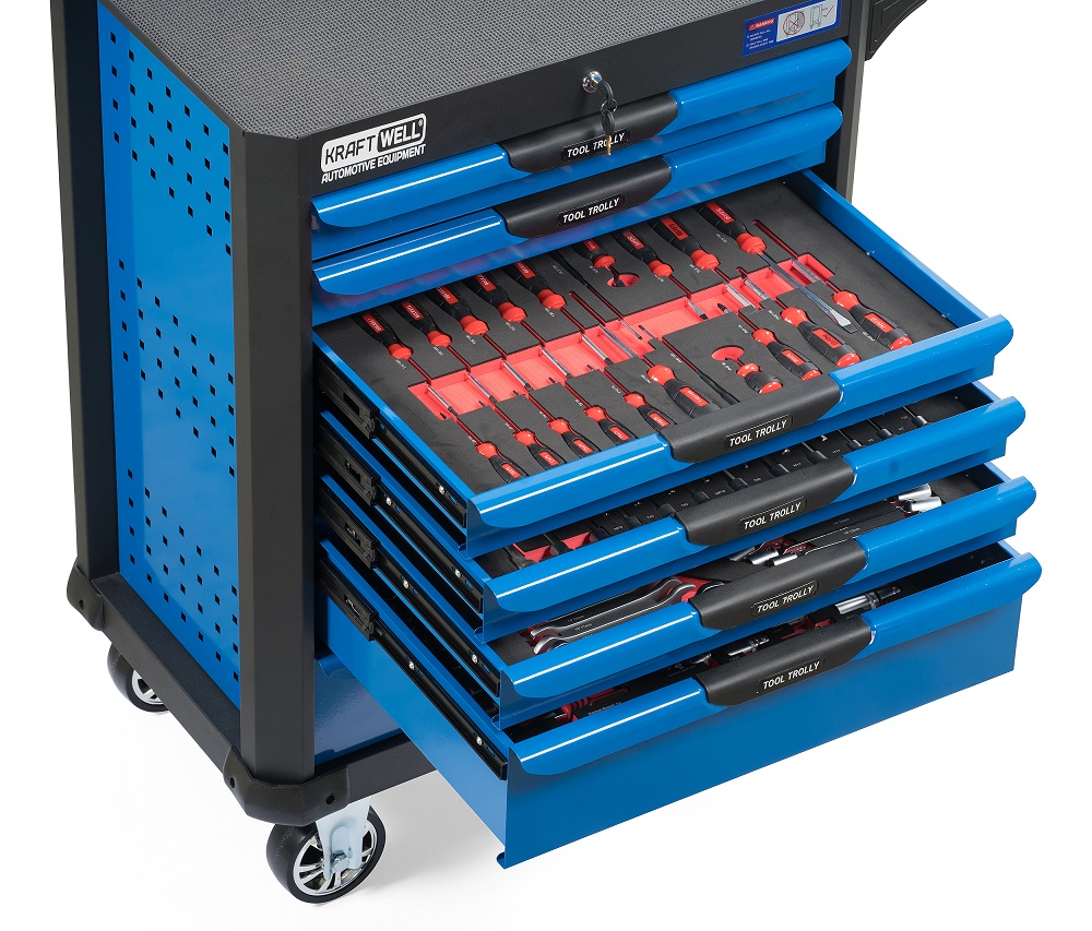 KraftWell KRW-TTB+SET277 Тележка профессиональная с 7 ящиками+ПОДАРОК инструмент 277 предметов